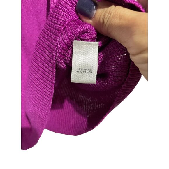 St. John Women's Purple Wool Blend Ribbed Sweater Sleeveless Size L - Picture 3 of 6